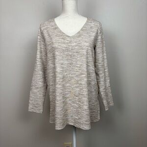 J. Jill Wearever Top Womens MP Beige Space Dyed Long Sleeve V-Neck Tunic